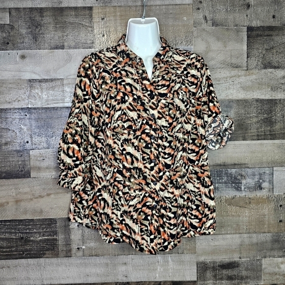 NOTATIONS BLOUSE 3/4 SLEEVE PETITE L - Picture 1 of 7